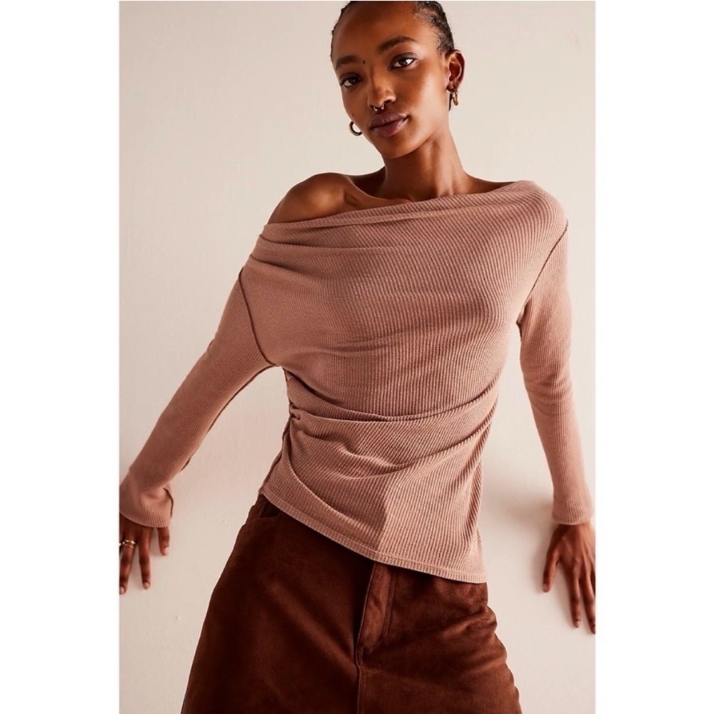 FREE PEOPLE Fuji Long Sleeve Waffle Knit Thermal Top
